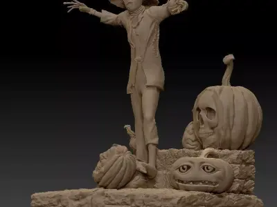 Scarecrow Kicking Pumpkin  3D print model