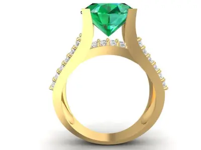 Luxury Oval Gemstone Ring with Multi Row Diamond Accents 3D 1739 3D print model