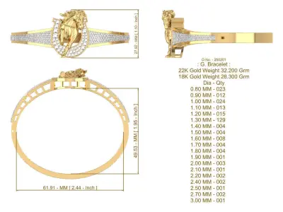 Horse and Horseshoe Bracelet 3D print model