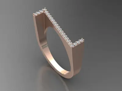alphabet jewelry ring diamond letter Z 3D print model