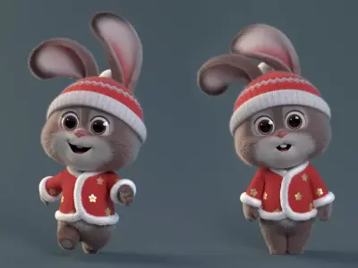 Cartoon cute rabbit 3D model
