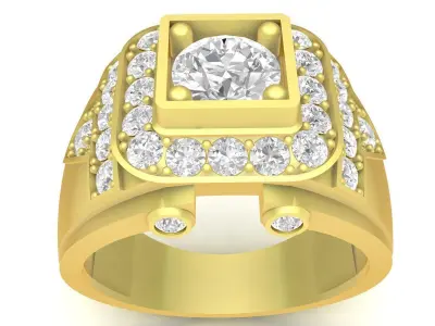 Luxury Square Diamond Halo Ring for Men 3469 3D print model