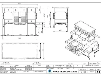R Buffet dresser with drawers Free 3D model