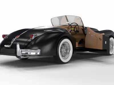 Jaguar XK140 1954 HQ interior 3D model