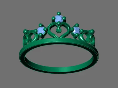 Womens Rings With Stone Ring Ready STL 3DM Models Rings women 3D print model 4