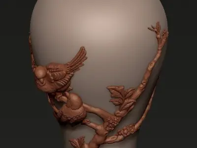 Vase-2Birds 3D print model vase with birds 3D print model