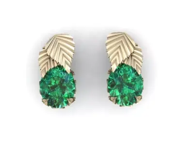 Earrings leaves 3D print model