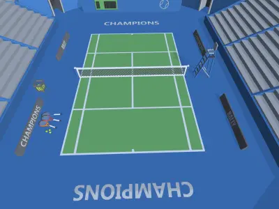 Hyper Casual Tennis Court Low-poly 3D model