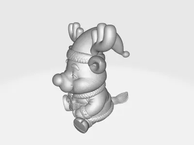 Cute Christmas Reindeer Figurine Adorable Holiday 3D print model