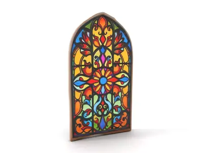 Colorful Gothic Window model pack Low-poly 3D model