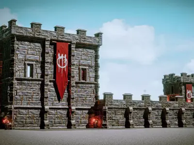 Castle Ruins Props Asset Low-poly 3D model