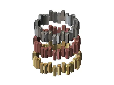 Faceted gold bar pattern band US size 6 7 8  3D print model