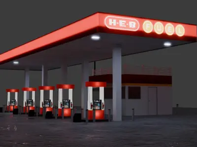 Gas station 3D model