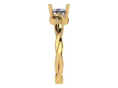 twisted cushion shape solitare with small diamond on side  3D print model