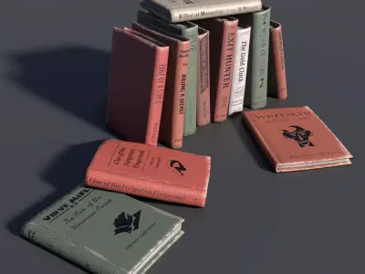 Worn Books Low-poly 3D model
