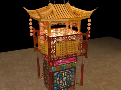Chinese house palace lantern  3D model purchase