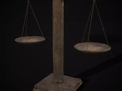 Old Wooden Scale Low-poly 3D model