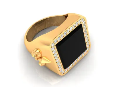 Ring M149 Mens luxury ring with enamel and gems 3D print model
