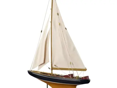 3DModel  Tall Wood and Canvas Ship Model 3D model