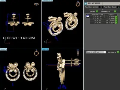 Women Studs Earrings 3dm STL FBX OBJ Render Detail 3D print model