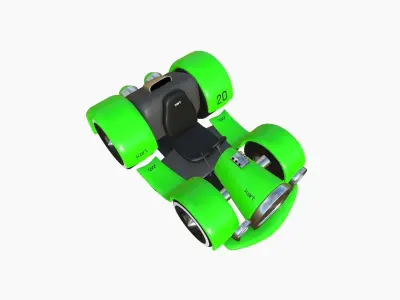 Cartoon Kart E04 Green - Vehicle Racing Design Low-poly 3D model