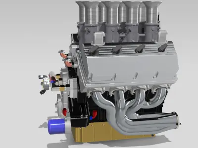 Vintage HEMI Hilborn Stacked Injection version Engine 3D print model