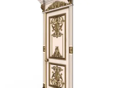 Carved Door Classic 0902 White Low-poly 3D model