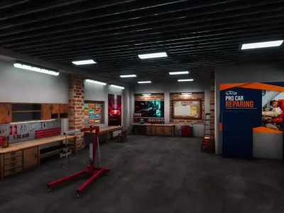 Car Garage Environment Low-poly 3D model