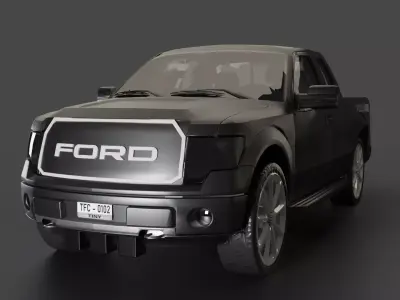 High-Poly Tactical Pickup Truck - Police Edition Game Ready Low-poly 3D model