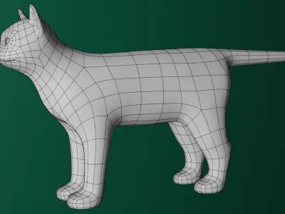 Low Poly Cat Base Mesh Low-poly 3D model