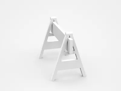 Movable Warning Stand Barrier Sign With Red White Strips 3D model