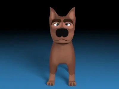 Cartoon rigged  brown dog Low-poly 3D model