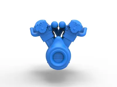 Engine V12 of Vintage Dragster Scale 1 to 25 3D print model