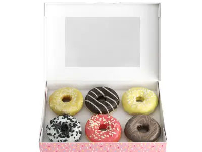 Donuts in Box 3D model