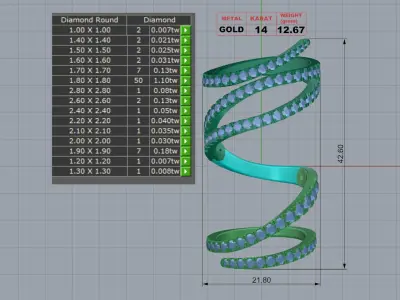 Hinged Diamond Wrap Ring 3D print model
