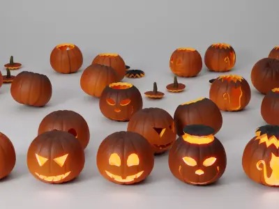 Halloween Pumpkin 3D Low-poly 3D model