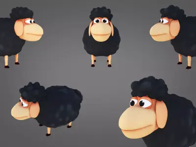 Cartoon 3D Sheep Character Model  Low-poly 3D model