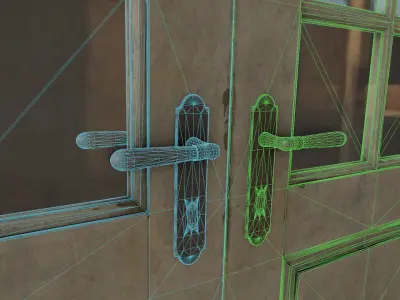 Old Dirty Wooden Door 06 Low-poly 3D model