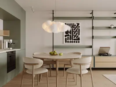 Modern living room dining room interior scenes 209 3D model