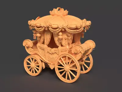 Chinese ancient  carriage   Low-poly 3D model