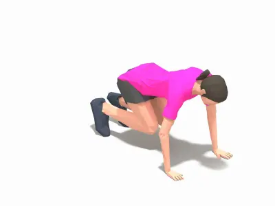 Plank Ins Exercise Woman Animation Low-poly 3D model