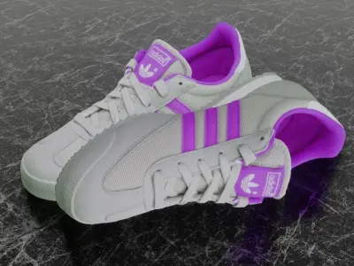 ADIDAS 3D SHOES - WHITE - PURPLE - DRAGON Low-poly 3D model