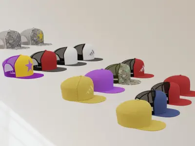 Sport Caps Low-poly 3D model