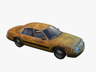 Old Car Taxi Low-poly 3D model