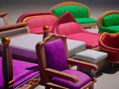 Stylized Furniture Low-poly 3D model