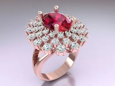 Oval Stone Ring - Womens Rings - N3968 3D print model