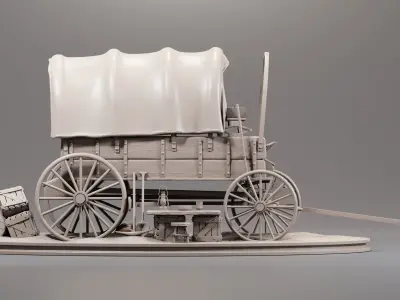 Diorama I modeled of a Chariot of the American West 3D print model