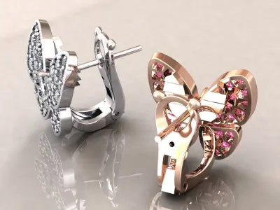 Two Butterfly VCA Earrings 3D print model