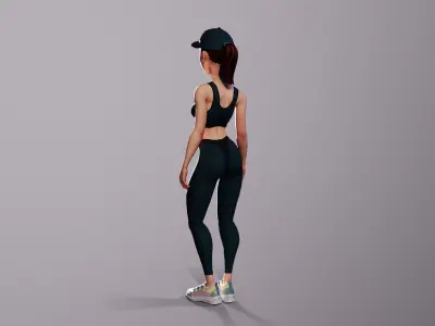 Sport girl Low-poly 3D model
