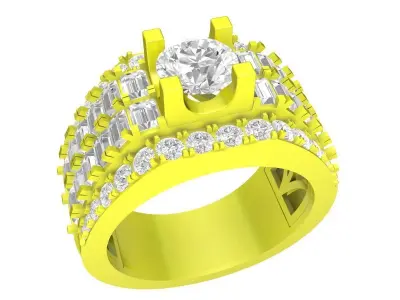 A7763 Korean Style Diamond Men Ring 3D Model 3D print model
